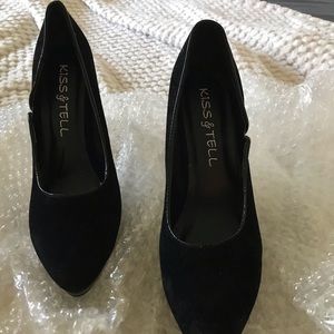 Black Pho-Sued Stiletto Pumps